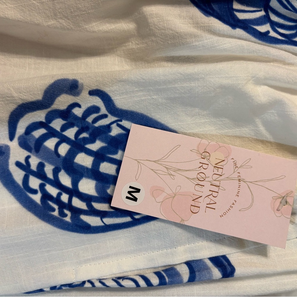 Blue and White Seashell Print Pants - Picture 3 of 3